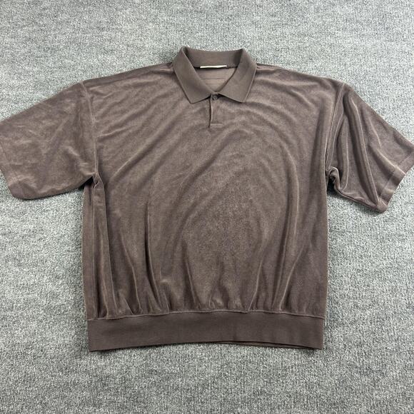 Fear of God Essentials Shirt Mens Large Logo Terry Polo Brown Streetwear Casual - Picture 1 of 10